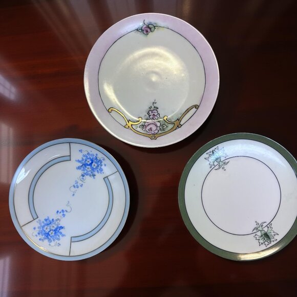 Vintage Wall Plate Trio – French Country & Early Deco Mix (Stouffer Hand-Painted - Picture 2 of 11